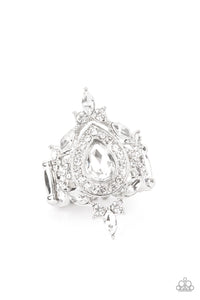 Mega Stardom - White Rhinestone Ring Paparazzi