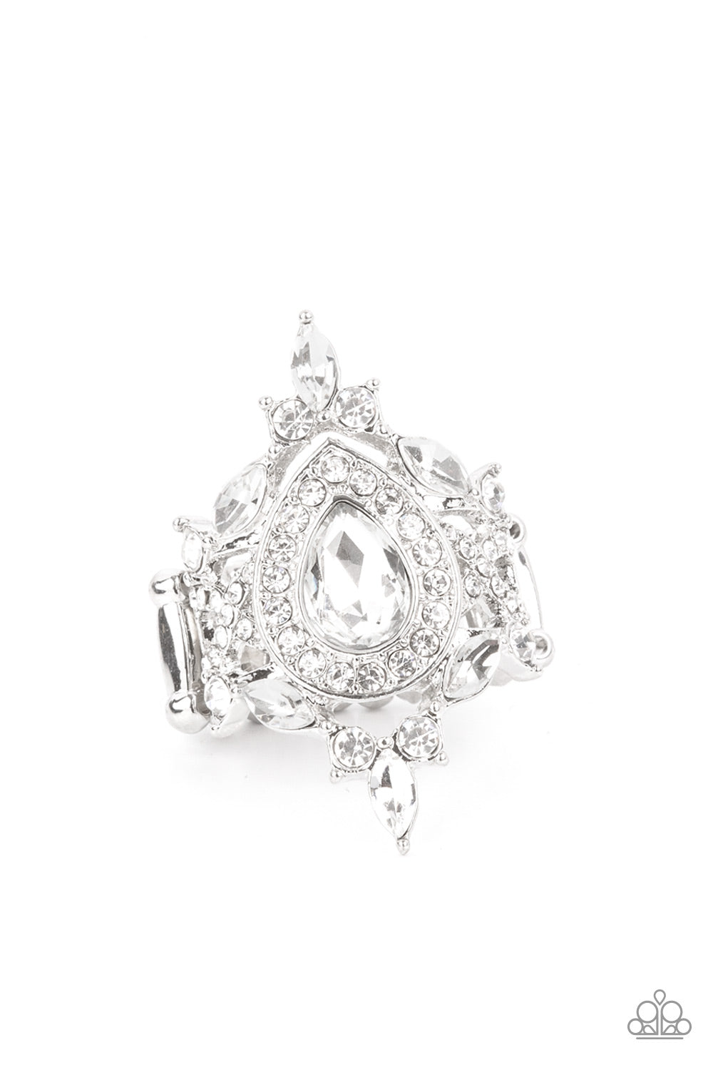 Mega Stardom - White Rhinestone Ring Paparazzi