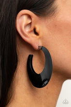 Load image into Gallery viewer, Paparazzi Going OVAL-board - Black Hoop Earring
