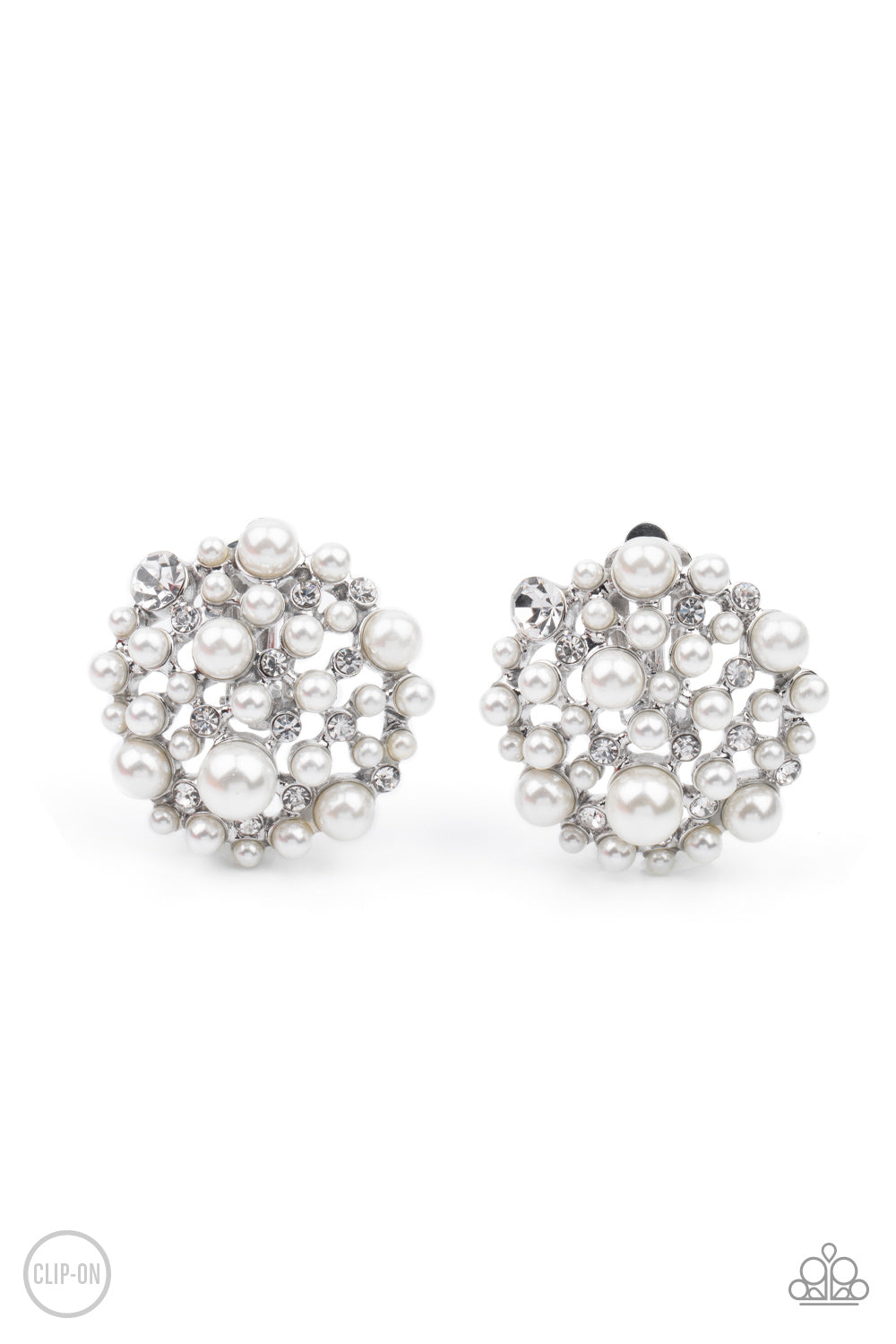 Head To Toe Twinkle - White Clip On Earring Paparazzi