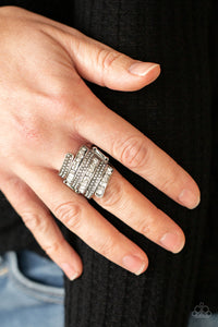 Hear Me UPROAR - White Rhinestone Ring Paparazzi