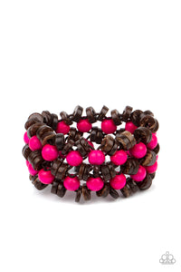Tahiti Tourist - Pink Wood Bracelet Paparazzi