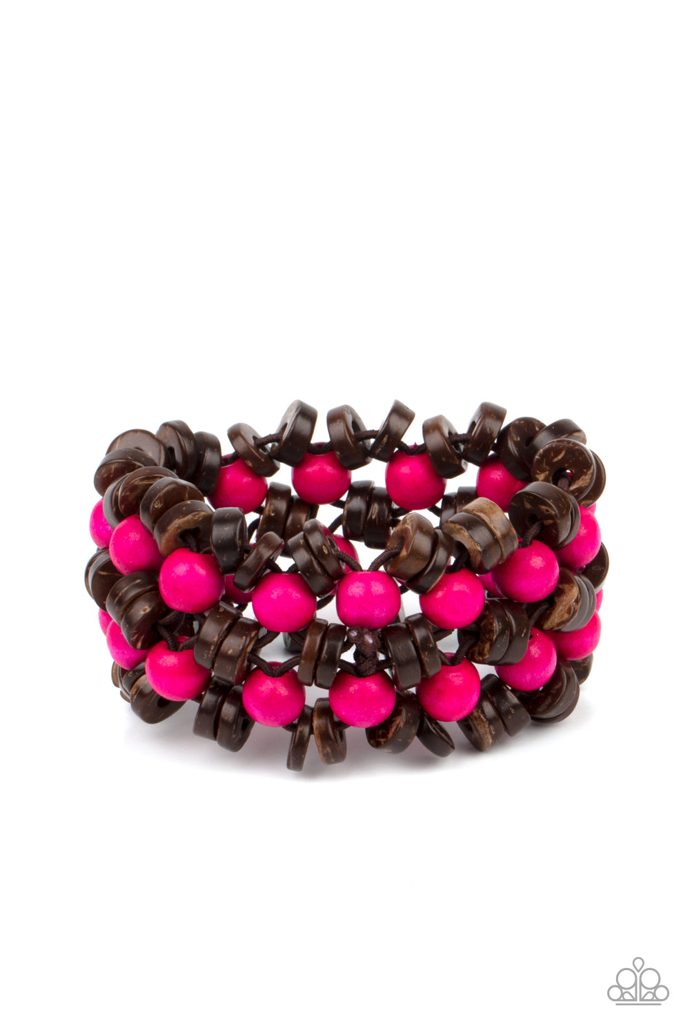 Tahiti Tourist - Pink Wood Bracelet Paparazzi