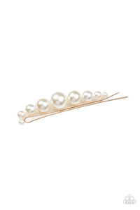 Paparazzi Elegantly Efficient - Gold Pearl Hair Clip