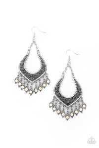 Sahara Fiesta - White Stone Earring Paparazzi