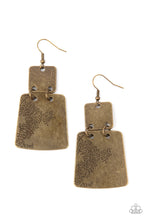 Load image into Gallery viewer, Tagging Along - Brass Earring Paparazzi
