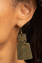 Load image into Gallery viewer, Tagging Along - Brass Earring Paparazzi
