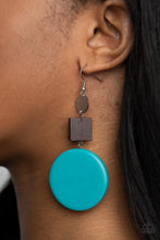 Load image into Gallery viewer, Modern Materials - Blue Wood Earring Paparazzi
