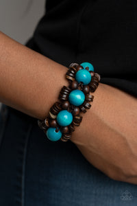 Tropical Temptations - Blue Wood Bracelet Paparazzi
