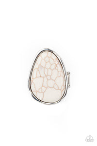 Marble Mecca - White Stone Ring Paparazzi