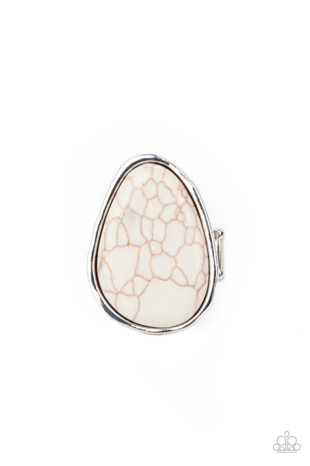 Marble Mecca - White Stone Ring Paparazzi