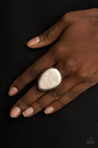 Marble Mecca - White Stone Ring Paparazzi