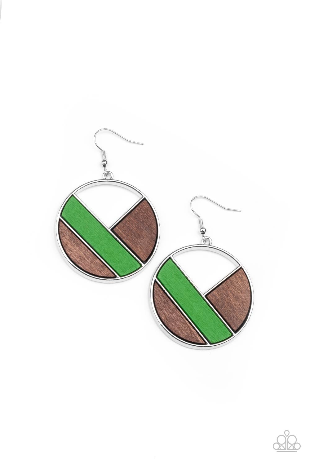 Dont Be MODest - Green Wood Earring Paparazzi