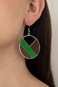 Dont Be MODest - Green Wood Earring Paparazzi