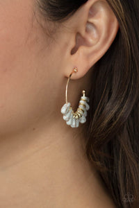 Paparazzi Poshly Primitive - White Stone Hoop Earring