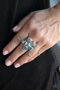 Botanical Ballroom - Blue Rhinestone Ring Paparazzi