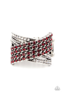 Classic Crossover - Red Rhinestone Ring