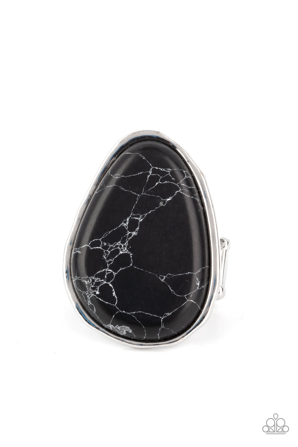 Marble Mecca - Black Stone Ring Paparazzi