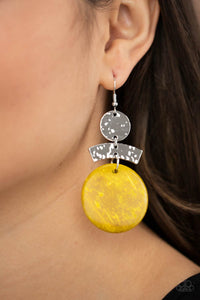 Diva Of My Domain - Yellow Wood Earring Paparazzi