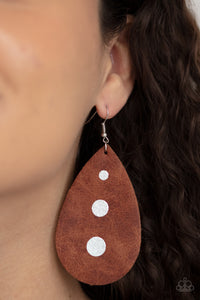 Rustic Torrent - Brown Leather Earring Paparazzi