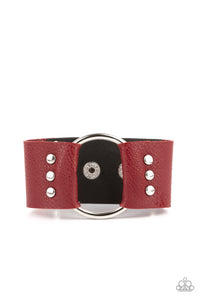 Moto Mayhem - Red Leather Bracelet Paparazzi