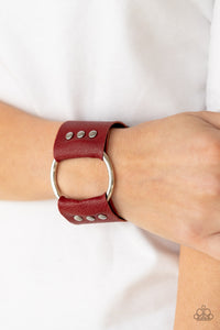 Moto Mayhem - Red Leather Bracelet Paparazzi