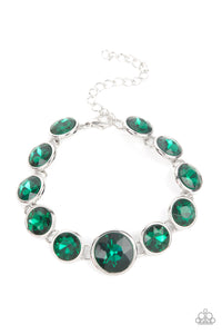 Paparazzi Lustrous Luminosity - Green Rhinestone Bracelet