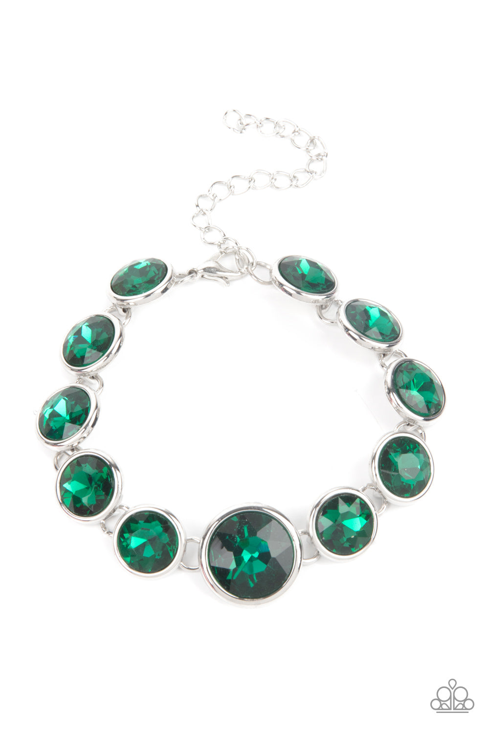 Paparazzi Lustrous Luminosity - Green Rhinestone Bracelet