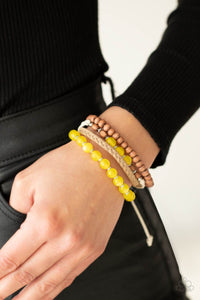 Down HOMESPUN - Yellow Urban Bracelet Paparazzi