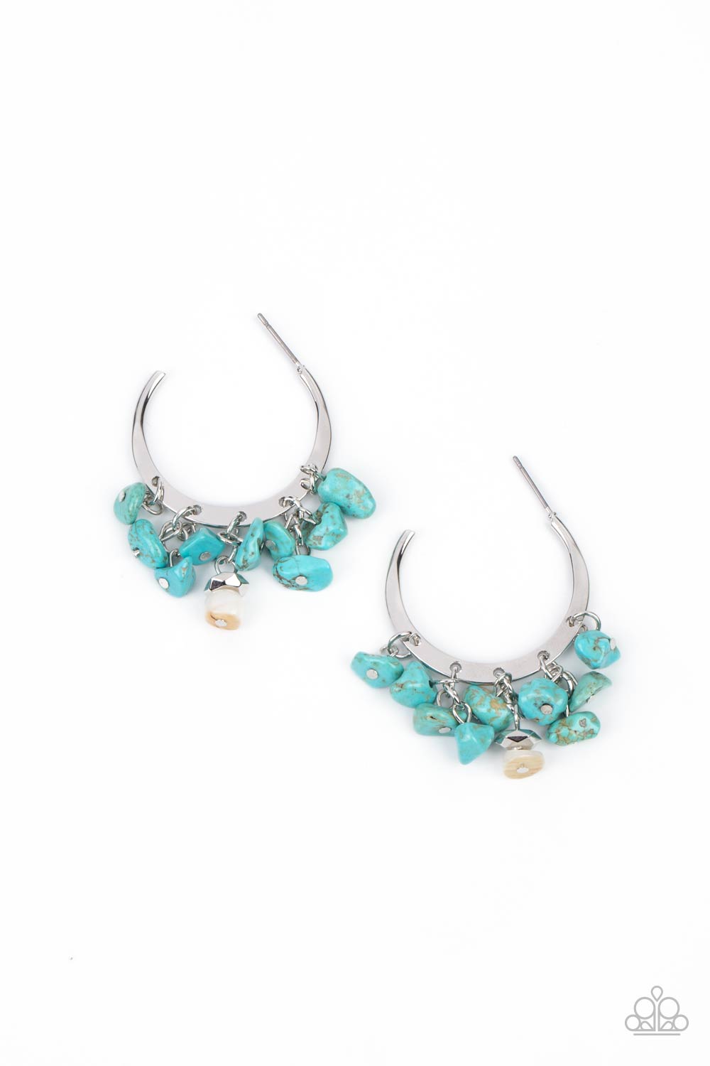 Gorgeously Grounding - Blue Stone Hoop Earring Paparazzi