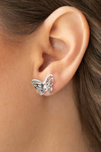 Load image into Gallery viewer, Flutter Fantasy - Silver Butterfly Earring Paparazzi
