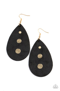 Rustic Torrent - Black Leather Earring Paparazzi