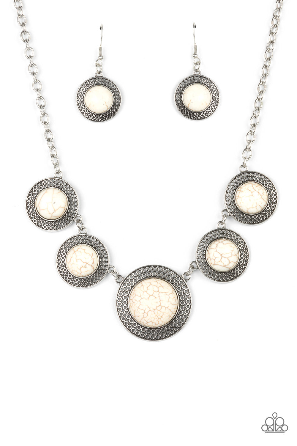Circle The Wagons - White Stone Necklace Paparazzi