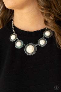 Circle The Wagons - White Stone Necklace Paparazzi