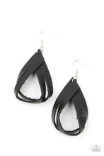 Load image into Gallery viewer, Paparazzi Thats A STRAP - Black Leather Earring
