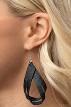Load image into Gallery viewer, Paparazzi Thats A STRAP - Black Leather Earring
