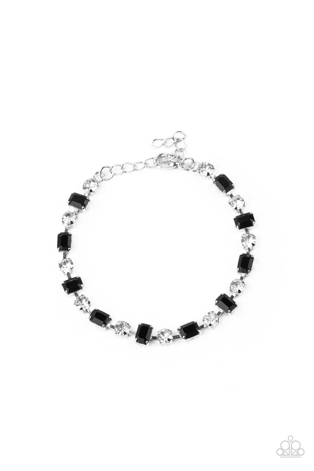 Paparazzi Out In Full FIERCE - Black & White Rhinestone Bracelet