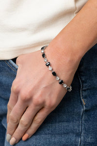 Paparazzi Out In Full FIERCE - Black & White Rhinestone Bracelet