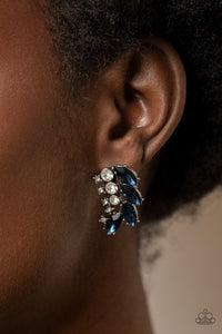 Flawless Fronds - Blue Rhinestone Earring Paparazzi