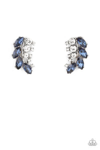 Flawless Fronds - Blue Rhinestone Earring Paparazzi