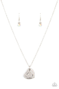 Happily Heartwarming - White Heart Necklace Paparazzi