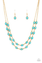 Load image into Gallery viewer, Paparazzi Sahara Safari - Turquoise Stone Gold Necklace
