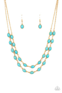 Paparazzi Sahara Safari - Turquoise Stone Gold Necklace