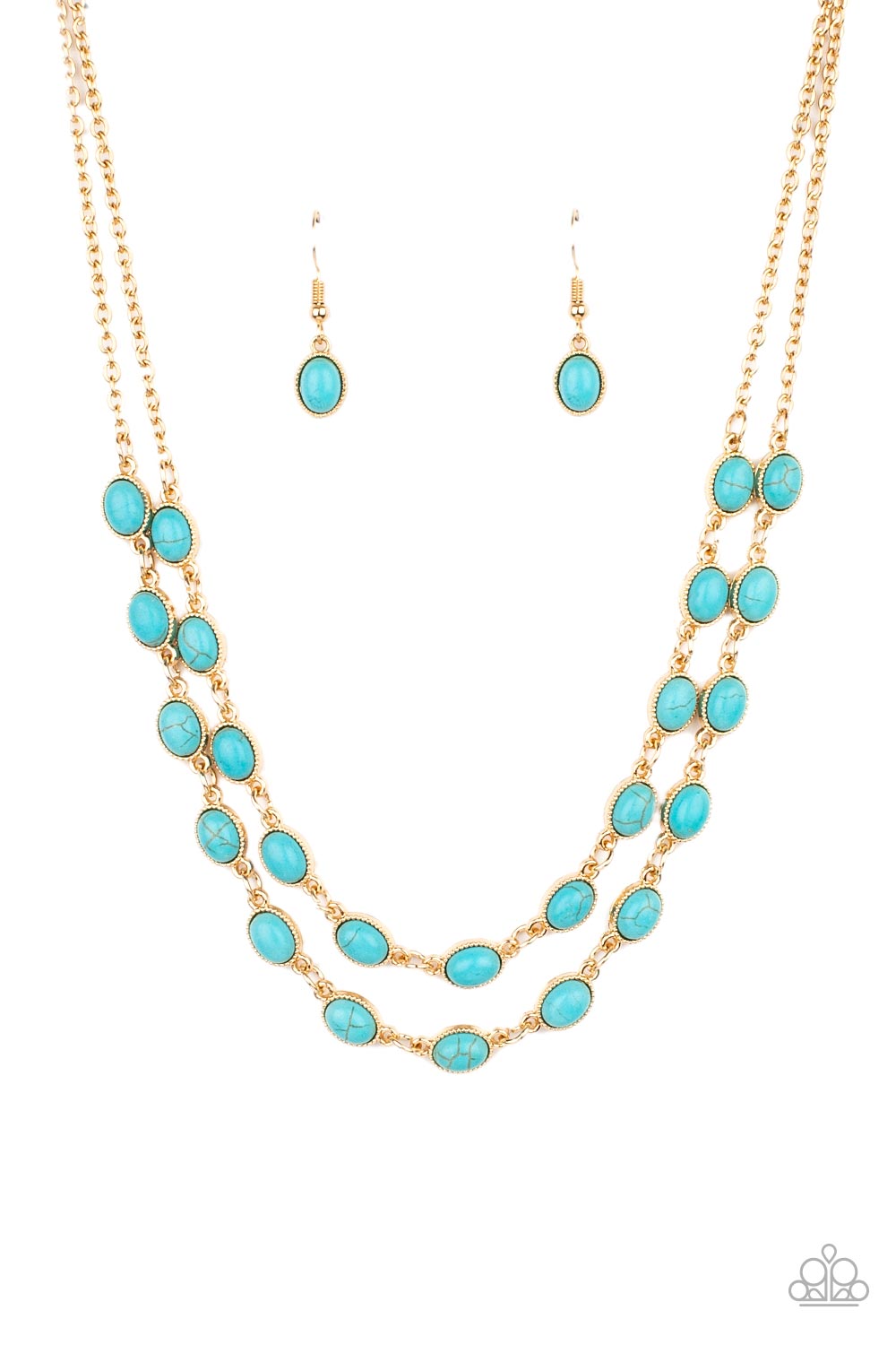 Paparazzi Sahara Safari - Turquoise Stone Gold Necklace