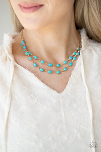 Paparazzi Sahara Safari - Turquoise Stone Gold Necklace