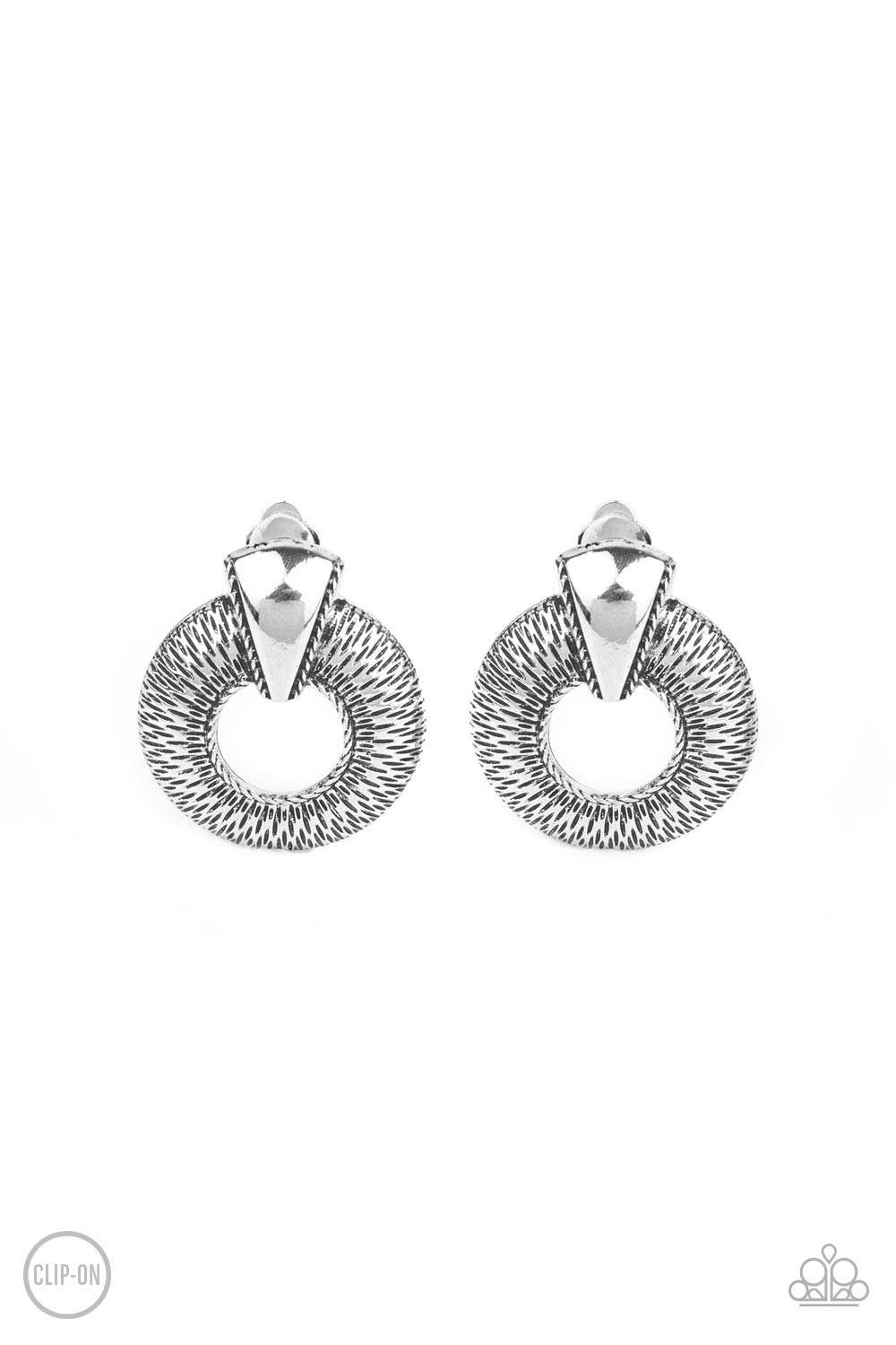 Industrial Innovator - Silver Clip On Earring Paparazzi