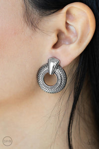 Industrial Innovator - Silver Clip On Earring Paparazzi