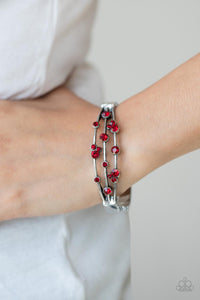 Cosmic Candescence - Red Rhinestone Bracelet Paparazzi