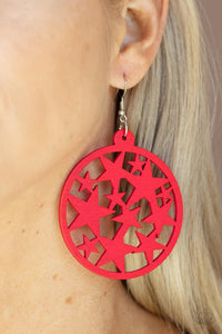 Paparazzi Cosmic Paradise - Red Wood Earring