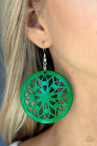 Paparazzi Ocean Canopy - Green Wood Earring